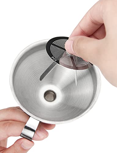 Resin Funnel, Resin Filter Funnel with Strainer 3D Printer Stainless Steel Resin Funnel for Filtering and Recycling UV SLA/DLP/LCD Photosensitive Resin, with Cleaning Brush Gnellkoor