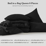 Newspin Queen Comforter Set Black - Bed in a Bag Queen Size 8 Pieces, All Season Bed Set, Fluffy Comforter Set with Sheets, Sheet Set Quilt Blanket, Pillowcases & Shams & Bed Skirt Newspin