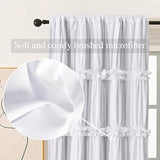 Homechoice Decor Room Divider Curtains, Boho Ruched Blackout Window Treatments with 3 Rows of Butterfly Flowers, Rustic Rod Pocket Sliding Door Curtains, 100" W x 84" L, White (LQ-30) Homechoice Decor