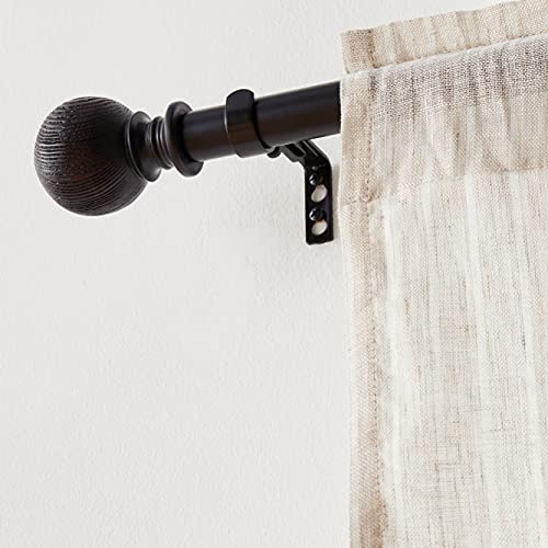 Home Décor Int'l Wood Ball Drapery Rod Set, 36-72", Brown Oak (JC-21095CO) Home Décor Int'l