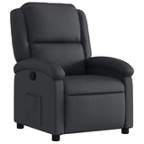 vidaXL Recliner Chair - Black Real Leather, Manual Reclining Function, Comfortable Seating with Solid Wood and Metal Frame, for Office or Living Room vidaXL