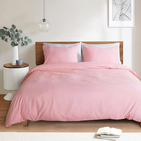 Mejoroom Blush Pink Duvet Cover Full - Bedding Sets Full - Soft and Breathable Comforter Cover with Zipper Closure, 3Pieces, 1 Duvet Cover (80x90) and 2 Pillow Cases(20x26) Mejoroom