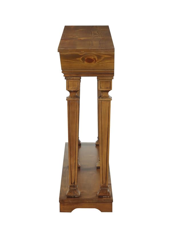 Acme Garrison 60" Rectangular Wooden Frame Console Table with Shelf in Oak Acme