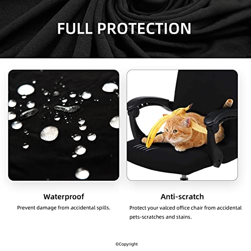 Water Resistant Stretch Computer Office Chair Cover with Durable Zipper Universal Washable Removable Spandex Rotating Boss Chair Slipcovers Anti-dust Soft Desk Chair Seat Protector for Dogs Cats Pets DIVA EN CAMINO DEC
