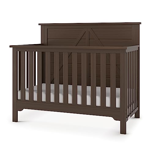 Child Craft Woodland 4-in-1 Convertible Crib, Baby Crib Converts to Day Bed, Toddler Bed and Full Size Bed, 3 Adjustable Mattress Positions, Non-Toxic, Baby Safe Finish (Brushed Truffle) - WoodArtSupply