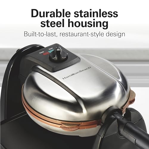 Hamilton Beach Belgian Waffle Maker with Removable PFAS-Free Durathon Nonstick Coated Plates, Easy Flip, Ceramic Grids, Black (26031) Hamilton Beach