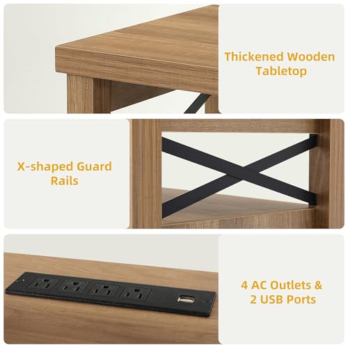 DWVO Farmhouse TV Stand for Living Room, Boho Entertainment Center for Bedchamber w/2 Rattan Cabinets, Television Stand w/Storage Large Media Console Table for TVs up to 50 55 60 65 Inch (Oak) DWVO