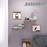 Floating Shelf with Drawer, Floating Nightstand for Bedroom - 16” Wall Shelf, White Floating Shelf with Storage, Floating Shelf for Office Bathroom Kitchen Floating Bedside Table (Light Grey) Bloddream