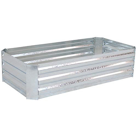 Sunnydaze 11.75" H Raised Metal Garden Bed - Galvanized Raised Garden Bed Outdoor for Vegetables and Flowers - Woodgrain - 4' x 2' Silver Sunnydaze