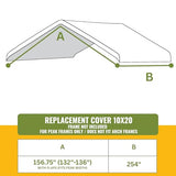 10x20 ft Carport Replacement Canopy Cover - Heavy-Duty Waterproof Tarp with UV Protection, Easy Install Canopy Shelter Top (Frame NOT Included) NEW YARD