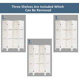 Giantex 4 Panel Room Divider with Shelve, Folding Privacy Screens, Wood Divider for Room Separation, 5.6 FT Foldable Wall Partition for Home Office Bedroom, White Giantex