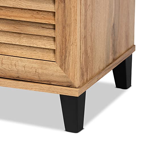 Baxton Studio Coolidge Modern and Contemporary Oak Brown Finished Wood 2-Door Shoe Storage Cabinet Baxton Studio