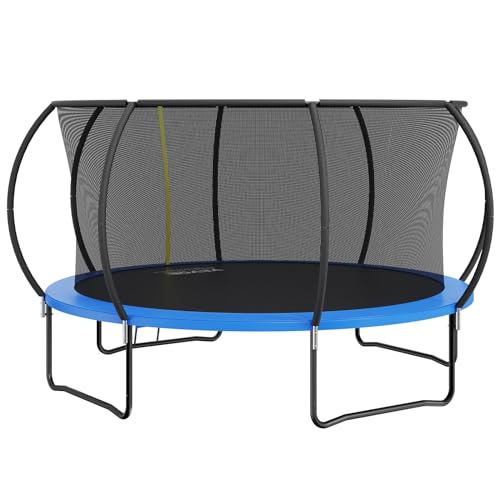 VEVOR 14FT Trampoline with Enclosure Net, Ladder, and Curved Pole, Heavy Duty with Jumping Mat and Spring Cover Padding, Outdoor Recreational for Kids Adults VEVOR