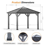 Modern Shade Wood Gazebo 11' x 11', Hardtop Gazebo with Galvanized Steel and Polycarbonate Hip Roof Hardtop, Cedar Framed Wooden Gazebo for Garden, Backyard, Patio and Deck Modern Shade Outdoor Living Spaces
