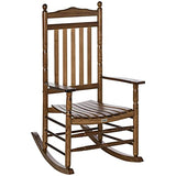 Outsunny Traditional Wooden High-Back Rocking Chair for Porch, Indoor/Outdoor, Brown Outsunny