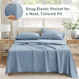 Comfort Spaces 100% Cotton Sheet Set Breathable, Lightweight, Soft with 14" Elastic Pocket Fits up to 16" Mattress, All Season Cozy Bedding, Matching Pillow Case, Full Blue 4 Piece Comfort Spaces