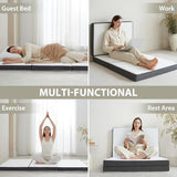 Tri Fold Memory Foam Foldable Mattress Single, 3 inch Folding Mattress for Guest Sleep. Portable Trifold Mat with Removable Washable Cover, Floor Sleeping Mat for Adult and Kid HUEIFY