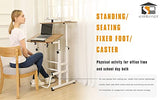 SDADI L101XWFDT Adjustable-Height Steel-Framed Mobile Standing Office Computer Desk with 2 Tiers and Lockable Caster Wheels, Dark Grain SDADI