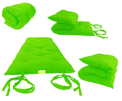 D&D Futon Furniture Full Size Lime Traditional Japanese Floor Mattresses, Foldable Cushion Mats, Yoga, Meditation 54" Wide X 80" Long D&D Futon Furniture