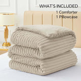 BEDELITE Fleece Twin Comforter Set -Super Soft & Warm Fluffy Linen Bedding, Luxury Fuzzy Heavy Bed Set for Winter with 1 Pillow case BEDELITE