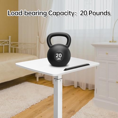 JSJCCTESK Mobile Standing Desk with 45° Tilting Desktop, Portable Rolling Standing, Height Adjustable Sit Stand Foldable with Wheels, Mobile Desk Workstation for Home Office (White, Large) JSJCCTESK