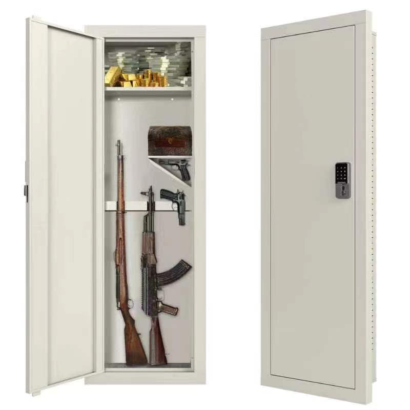 53" Tall Wall Gun Safe Between Stud, Hidden In Wall Rifle Safes Heavy Duty Cabinet Safe Wall Long Gun Safe for Home with Removable Shelf & Digital Keypad, Security Wall Safe for Guns Money Valuables