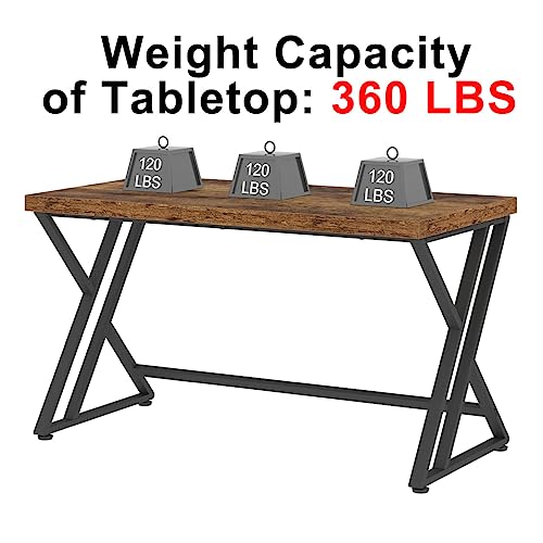 LVB Rustic Computer Desk, Metal Wood Home Office Desk, Industrial Simple Study Executive Desk for Writing Work, Wooden Student Gaming Computer PC LVB