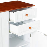 Kings Brand FURNITURE White / Walnut Finish Wood Kitchen Storage Buffet Cabinet Kings Brand Furniture
