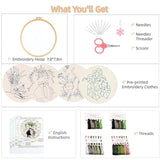 Mozzyyee 4pcs Cat Embroidery Kits for Beginners, DIY Adult Beginner Embroidery Sets with Instructions, 2 Plastic Embroidery Hoops,Scissor, Threads and Needles (Grey Cats)