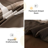 Anibedding Boho Comforter Set,8 Pieces Bed in a Bag Patchwork Striped Comforter Set,Brown Bed Set Queen Size, Soft Microfiber Boho Bedding Set for All Season(90"×90") Anibedding