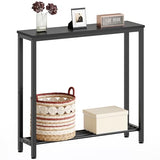YATINEY Narrow Console Table, 2-Tier Small Sofa Table, 29.5" Thin Entryway Behind Couch Table with Shelves, Industrial Hallway Table, for Living Room, Foyer, Black CT03BB YATINEY