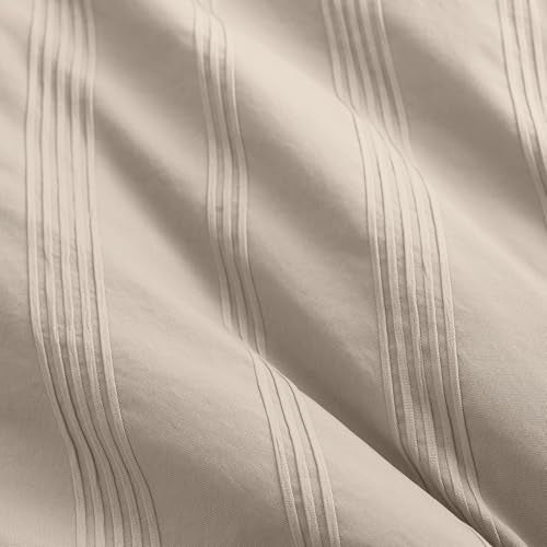 Madison Park Essentials Striped Duvet Cover Set King, Modern Minimalist Bedding Set with Premium Jacquard Stripe, 3 Pieces Duvet Cover Reversible with Zipper Closure & Corner Ties,Neutral Madison Park Essentials