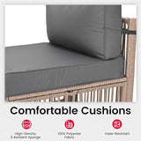 Pamapic 7 Pieces Outdoor Sectional Set, All-Weather PE Rattan Patio Conversation Set, Wicker Adjustable Patio Furniture Set with Washable Cushions Covers and Coffee Table, Brown Rattan, Gray Cushion Pamapic