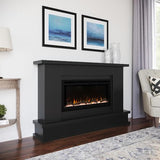 Modern Ember Patton Black Mantel Package 64" W x 42" H with 42 Inch Electric Fireplace - 5 Flame Colors, 10 Ember Bed Colors, Log Kit & Crystal Embers | Alexa/WiFi Enabled Modern Ember