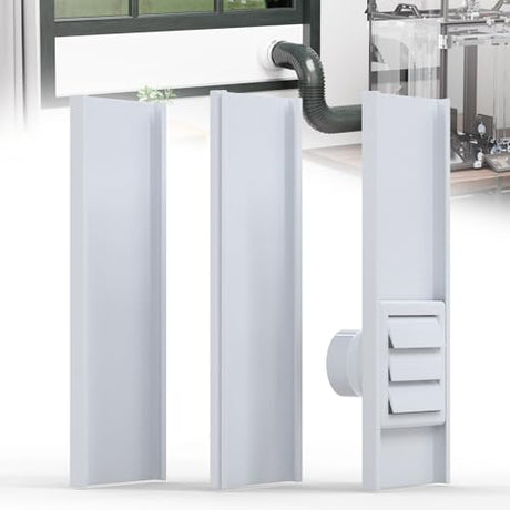 Wintcomfort Window Vent Kit with Louvered Vent Cover Fit for 3" and 4" Vent Hose, Adjustable Window Seal Panels for 3"/4" Exhaust Ventilation Duct of Laser Engraver/3D Printer Enclosure, Dryer Wintcomfort
