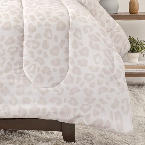 Chanasya Premium King Size Beige Leopard Comforter Set – Soft Animal Print Microfiber Bedding – 3 Piece Set with 1 Comforter and 2 Pillow Shams - King Chanasya