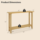 GOFLAME Solid Wood Entryway Table, 47” Console Table with Storage Shelf, Curved Tabletop, Teak Wood, Farmhouse, 2-Tier Rustic Behind Couch Sofa Tables Narrow Long for Living Room, Hallway, Natural GOFLAME