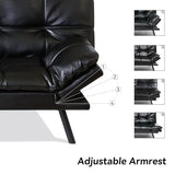 AMICLIBER 71" Convertible Futon Sofa Bed,Bright Black Faux Leather Futon Couch,Memory Foam Reclining Sleeper Sofa Bed,Modern Folding Small Loveseat Couches for Living Room,Office,Apartment AMICLIBER