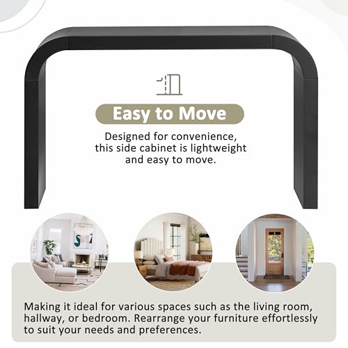 Merax Modern Entryway Table, Black Rounded Silhouette and Smooth Surface Console Table for Living Room, Hallway and Bedroom Merax