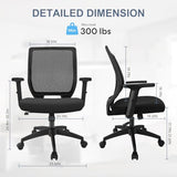 Schwake Ergonomic Office Chair Home Mesh Desk Chair with Adjustable Arms - Mid Back Computer Chairs for Adults - Swivel Task Chair Comfortable for Home Office (Black) Schwake