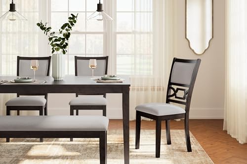 Signature Design by Ashley Langwest Dining Room Table Set, 4 Upholstered Chairs and Bench, Seats 6, Cushioned Seats, Wood, Cherry Brown Signature Design by Ashley