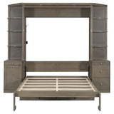 Merax Queen Murphy Bed with Desk and Storage, Hidden Wall Bed with Foldout Workstation, Shelves and Cabinets for Space-Saving Home Office, Gray Merax