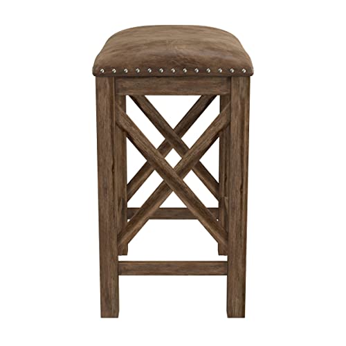 Hillsdale Furniture Willow Bend Stationary Backless Counter Height Stools, Set of 2, Antique Brown Walnut Hillsdale
