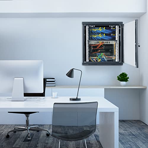 VEVOR 9U Wall Mount Network Server Cabinet, 15.5'' Deep, Server Rack Cabinet Enclosure, 200 lbs Max. Ground-Mounted Load Capacity, with Locking Glass Door Side Panels, for IT Equipment, A/V Devices VEVOR