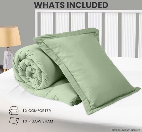 Twin Comforter Set 2 Piece Sage Green by Utopia Bedding, Comforters Twin Size, Bedding Comforters Sets, Down Alternative Soft Bed Set, 1 Comforter (64 x 88 inches) 1 Pillow Shams (20 x 26 inches) Utopia Bedding