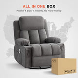 BOSMILLER Swivel Rocker Recliner Chair with Vibration Massage and Lumbar Heating Ergonomic Lounge Chair for Living Room with Rocking Function and Side Pocket, 2 Cup Holders, USB Charge Port