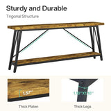 Tribesigns 70.9 Inches Extra Long Sofa Table Behind Couch, Industrial Entry Console Table for Hallway, Entryway & Living Room, Rustic Brown Tribesigns