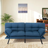MUUEGM Futon Sofa Bed Memory Foam Navy Blue Futons Modern Office Couch Sleeper Bed Convertible Love seat Sofa for Small Spaces,Apartment,Office with Adjustable Armrest Backrest MUUEGM