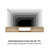 Walker Edison Modern Rattan Flip-Down-Door Wall-Mounted Floating Stand for TVs up to 80 Inches, 70 Inch, Coastal Oak Walker Edison