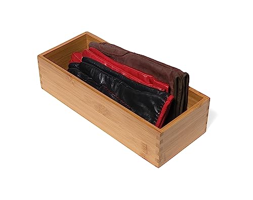 Lipper International Bamboo Wood Utensil Holder Storage Box for Cooking Tools, Makeup, or Office Supplies, 5" x 12" x 3" Lipper International
